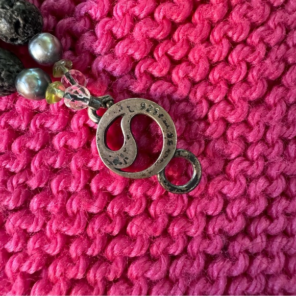 Energy Muse Double-Strand Lava Stone Bracelet-925 Silver Stamp - Picture 2 of 7